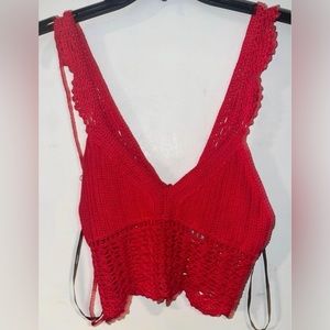 BRAND NEW Forever21 Red Knitted Low Cut Crop Top sm & med available